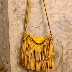 Yellow suede purse